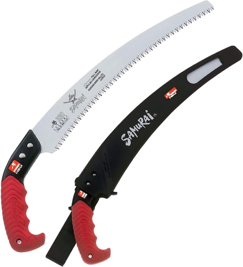 Samurai Kanzawa Ichigeki Pruning Saw 330mm C-330-LH with Ergo Grip (Orange) w/sheath Made in Japan - Image 1